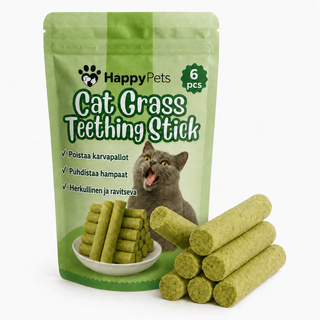 HappyPets Cat Grass Teething Stick 英語パッケージ